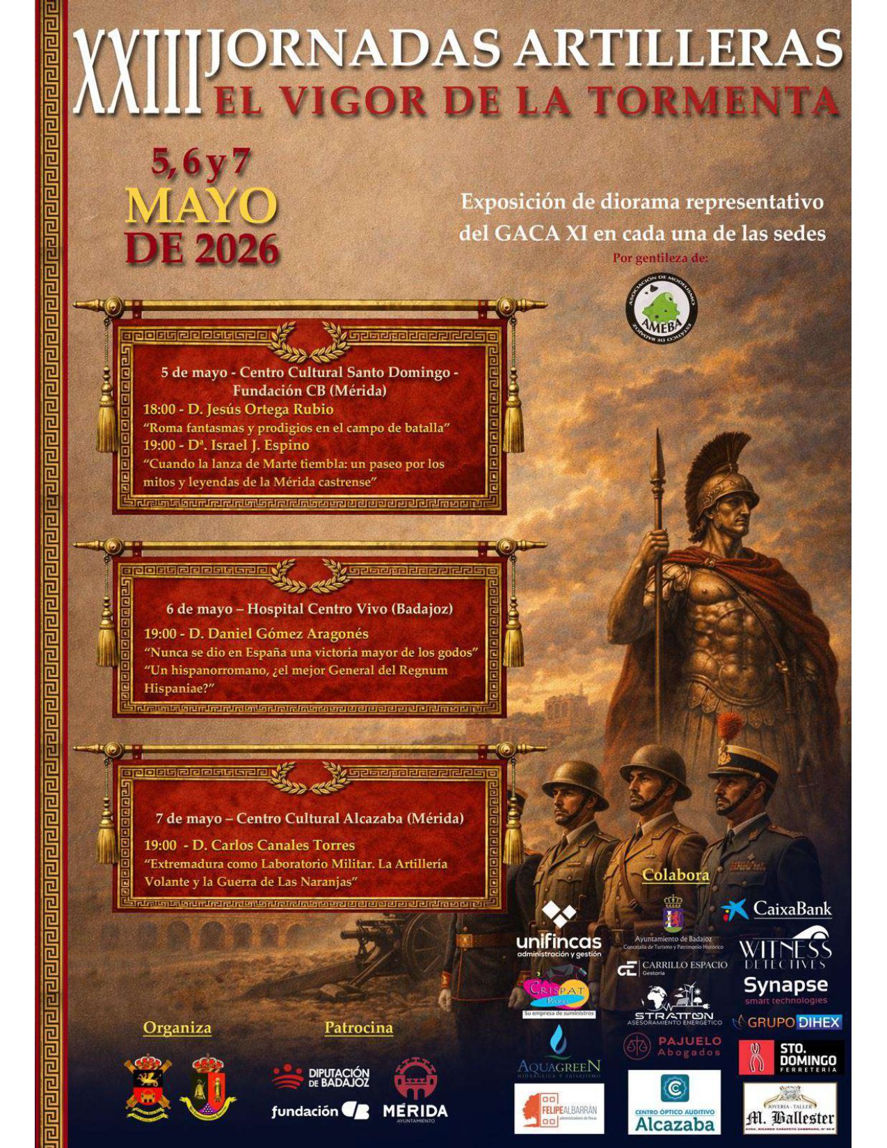 La Diputación de Badajoz patrocina las XXIII Jornadas Artilleras con El Hospital Centro Vivo como sede de nuevo