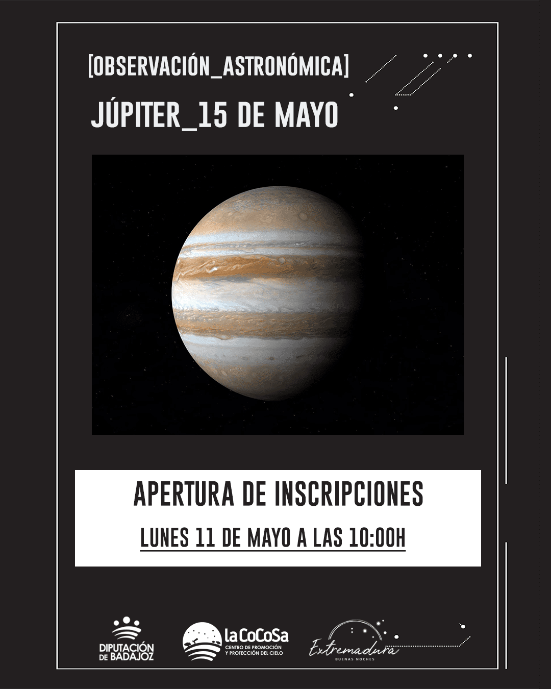 La Cocosa invita a descubrir Júpiter en una nueva sesión de observación astronómica