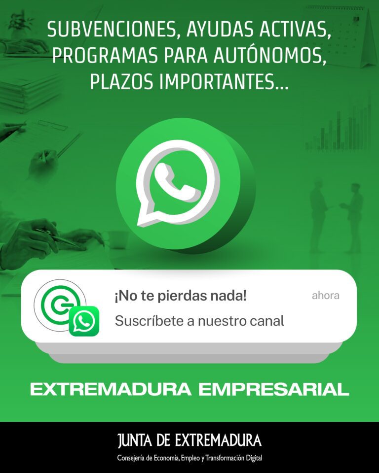 La Junta pone en marcha el canal de WhatsApp Extremadura Empresarial para informar a pymes y autónomos sobre ayudas e iniciativas de interés