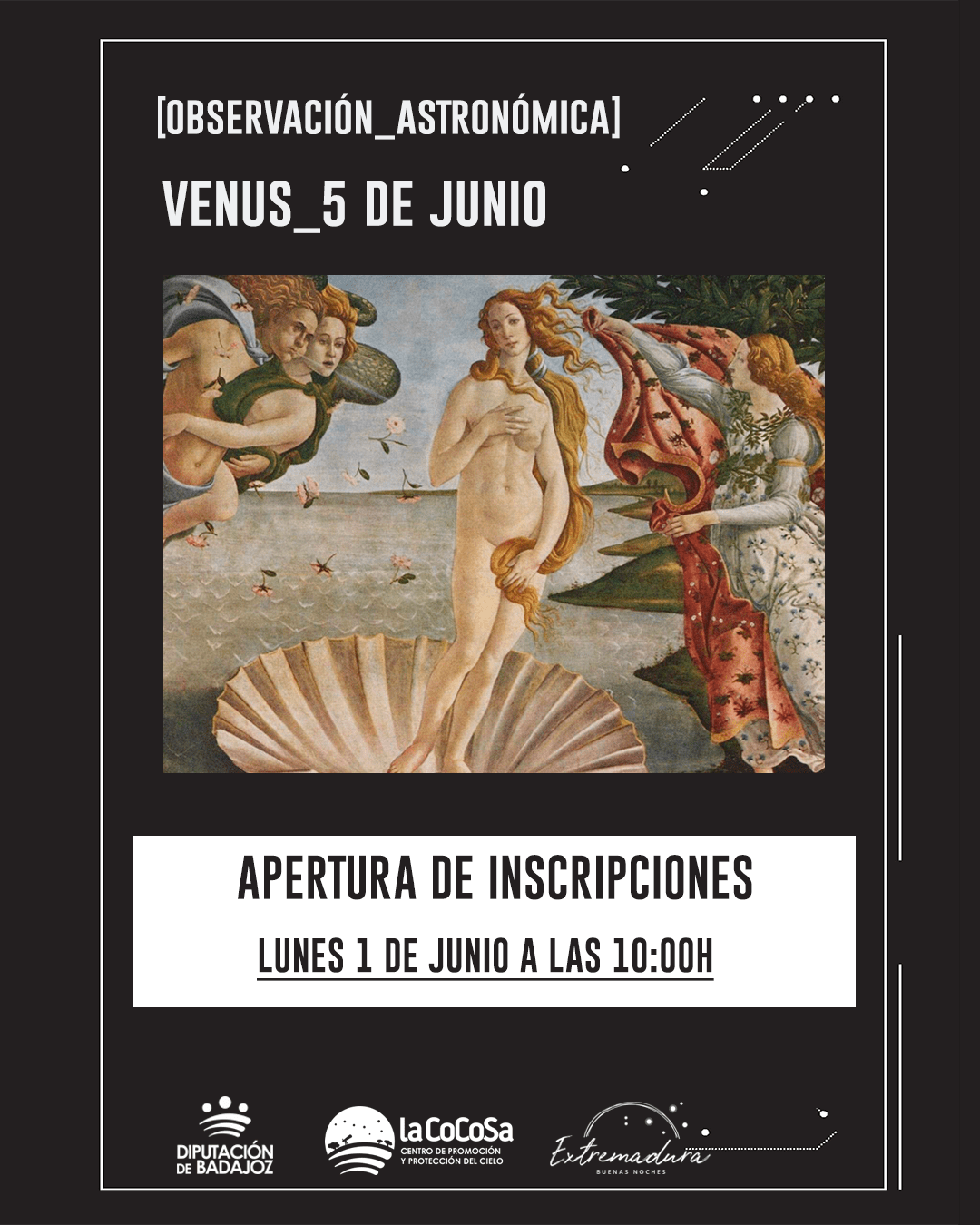 Venus será el protagonista de la próxima observación astronómica en La Cocosa