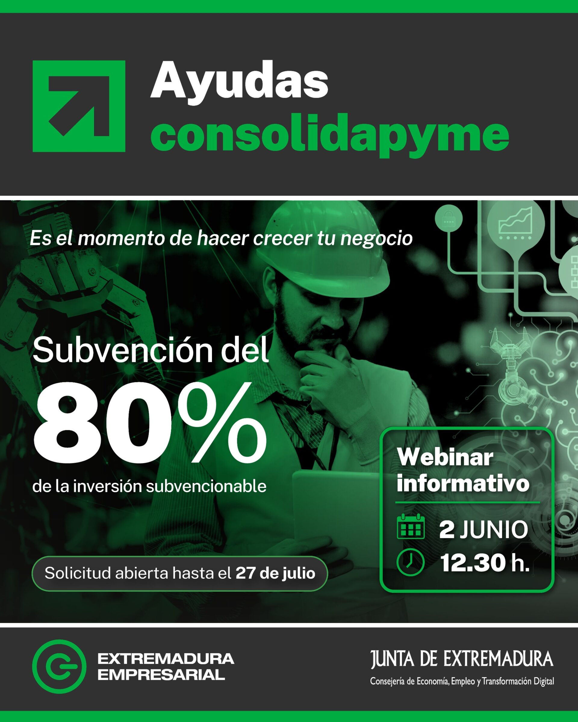 Abierta la convocatoria de ayudas Consolidapyme para impulsar la modernización y competitividad de las pymes extremeñas