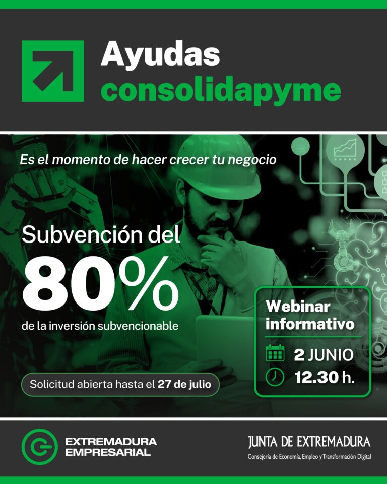 Abierta la convocatoria de ayudas Consolidapyme para impulsar la modernización y competitividad de las pymes extremeñas