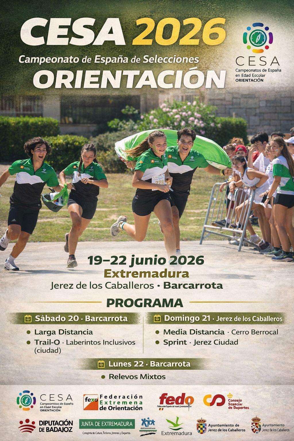 Jerez de los Caballeros y Barcarrota acogen el Campeonato de España de Selecciones de Orientación en Edad Escolar
