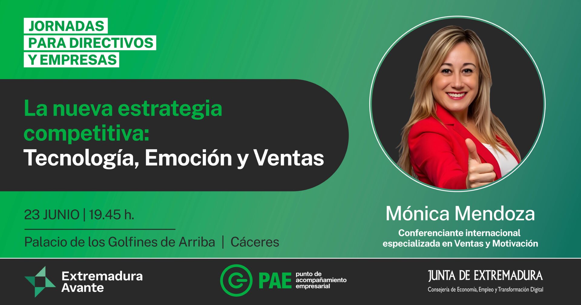 Cáceres acogerá la jornada ‘La nueva estrategia competitiva: Tecnología, Emoción y Ventas’ con Mónica Mendoza
