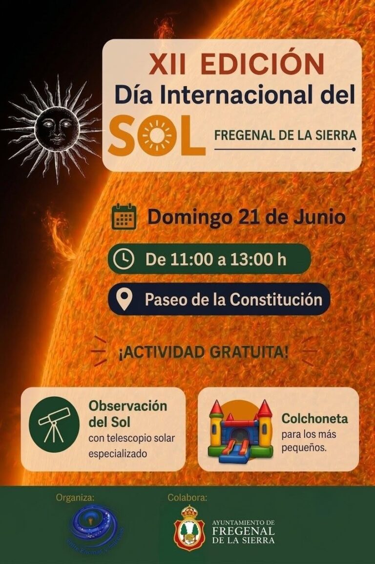 Fregenal de la sierra celebrará el próximo domingo el Día Internacional del Sol con una observación astronómica especial